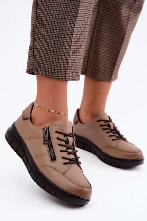 Scarpe in pelle sintetica Vinceza 13130 in sabbia