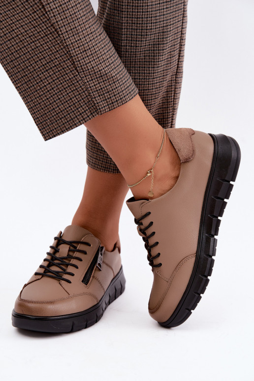 Scarpe in pelle sintetica Vinceza 13130 in sabbia