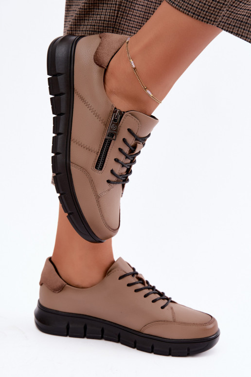 Scarpe in pelle sintetica Vinceza 13130 in sabbia
