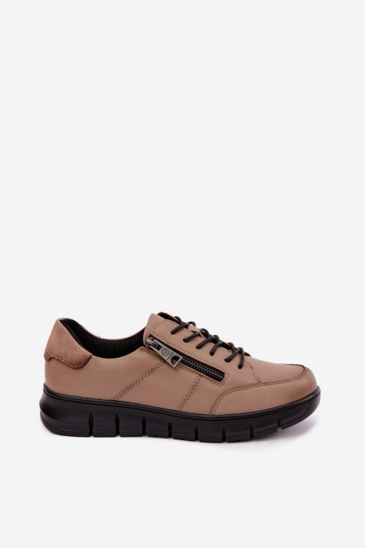 Scarpe in pelle sintetica Vinceza 13130 in sabbia
