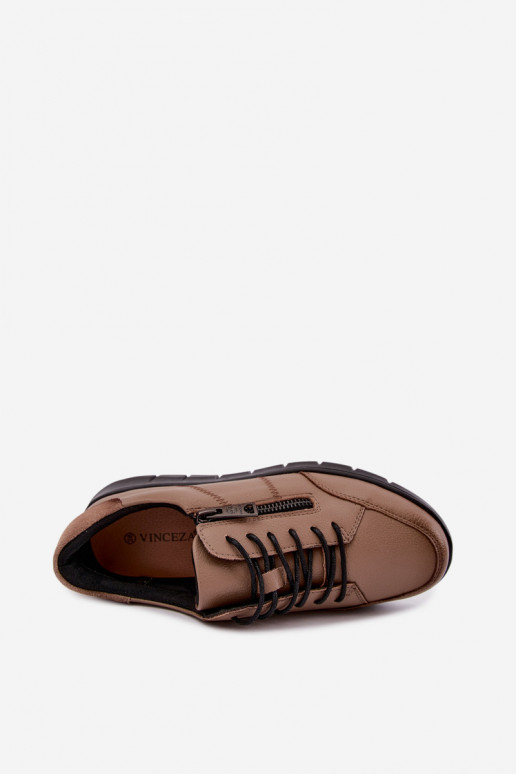 Scarpe in pelle sintetica Vinceza 13130 in sabbia