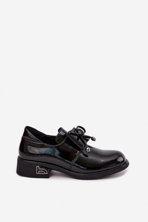 Scarpe in pelle sintetica verniciate con fiocchi T.Sokolski AN J26-190 in nero