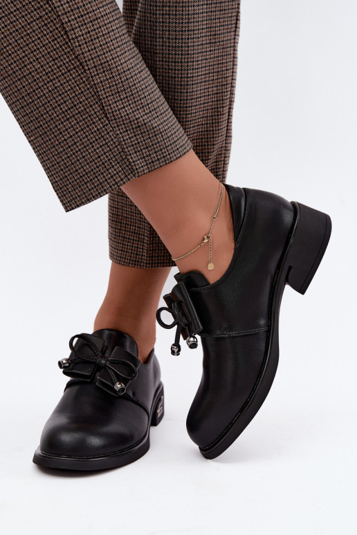 Scarpe in pelle sintetica con fiocchi T.Sokolski AN J26-190 in nero
