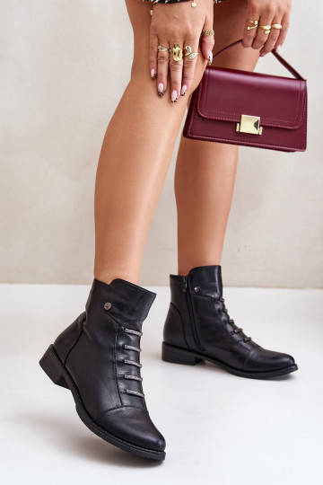Stivaletti caldi da donna con tacco largo in nero Labise