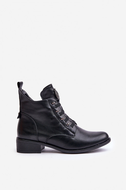 Stivaletti bassi caldi con ornamenti in nero Nevalia