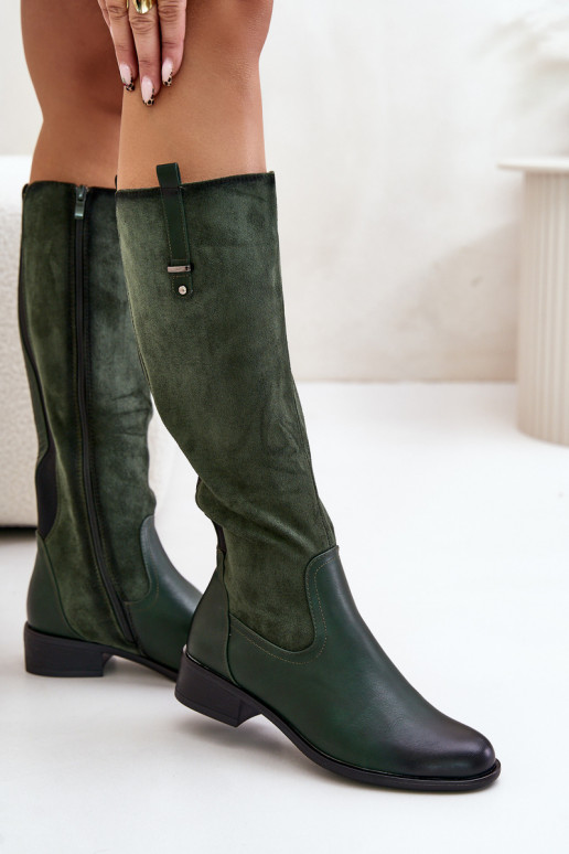 Stivali caldi da donna fino al ginocchio in verde Ivasira