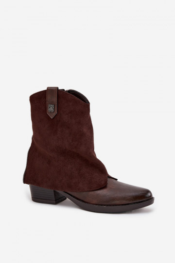 Stivaletti caldi in stile cowboy con tacco in marrone cioccolato Sylvette 2