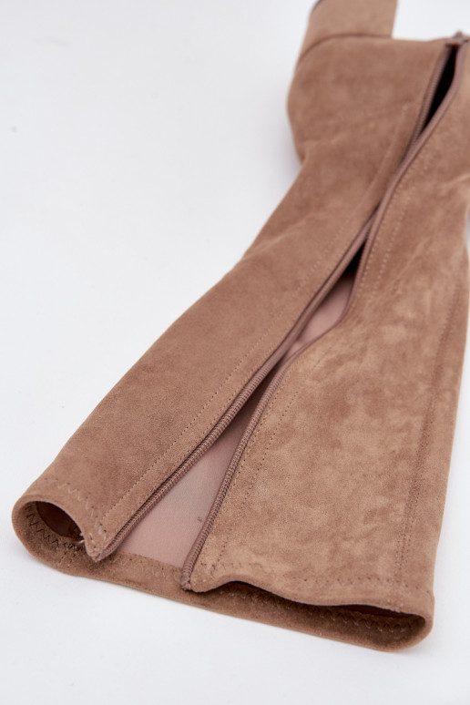 Stivali classici fino al ginocchio in suede sintetico color sabbia Sergio Leone KZ205