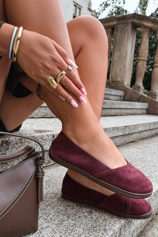 Ballerine bordeaux da donna in ecopelle scamosciata Mirelia