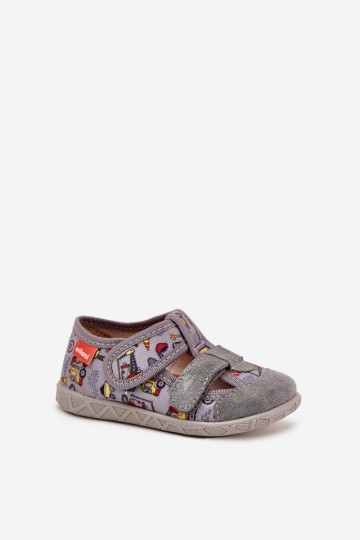 Pantofole per bambini Milami con chiusure adesive grigie
