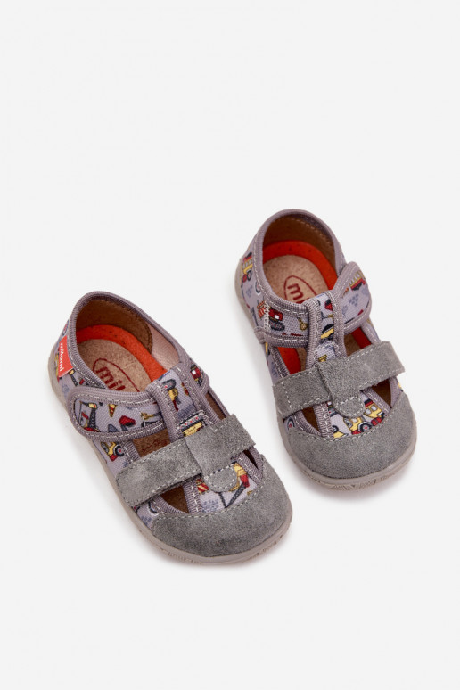 Pantofole per bambini Milami con chiusure adesive grigie