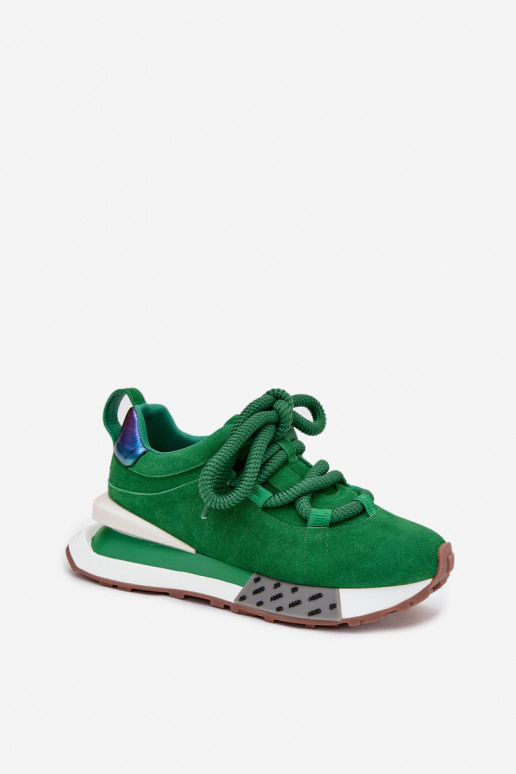 Sneakers da donna in suede sintetico con piattaforma e lacci spessi in verde Artiker 55C0136