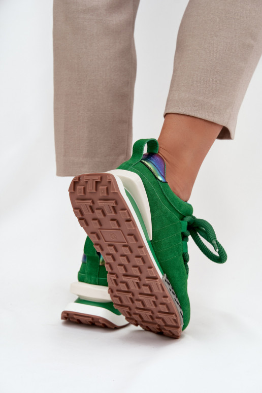 Sneakers da donna in suede sintetico con piattaforma e lacci spessi in verde Artiker 55C0136