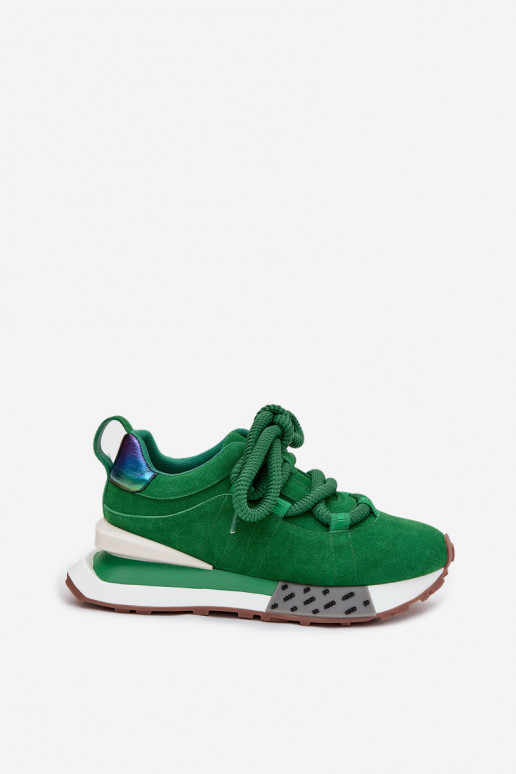 Sneakers da donna in suede sintetico con piattaforma e lacci spessi in verde Artiker 55C0136