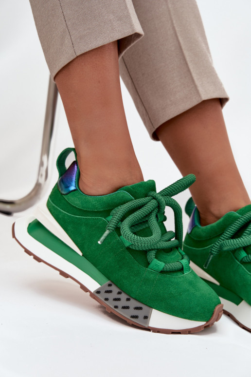 Sneakers da donna in suede sintetico con piattaforma e lacci spessi in verde Artiker 55C0136