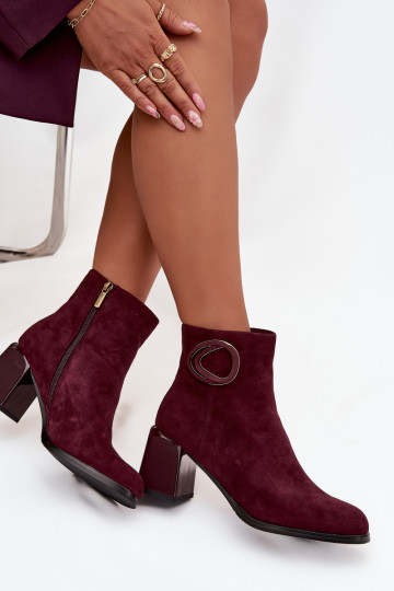Stivaletti caldi in suede sintetico da donna con dettagli decorativi in bordeaux Artiker 57C0016