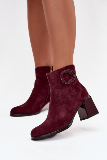 Stivaletti caldi in suede sintetico da donna con dettagli decorativi in bordeaux Artiker 57C0016 2