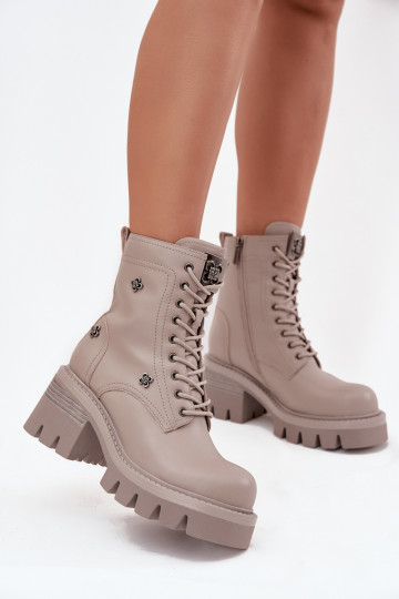 Stivaletti da lavoro in pelle da donna con fibbie in sabbia Artiker 57C0181 2