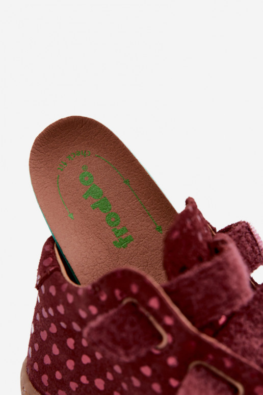 Scarpe in suede per bambini bordeaux Barefoot con cuori Froddo G2130328-66