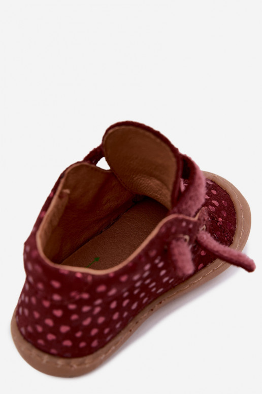 Scarpe in suede per bambini bordeaux Barefoot con cuori Froddo G2130328-66