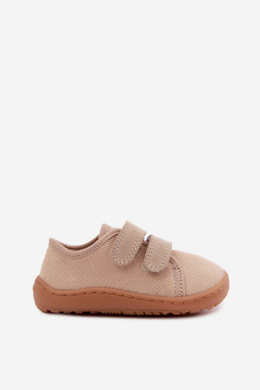 Ciabatte per bambini color sabbia Barefoot Froddo Canvas G1700440-22