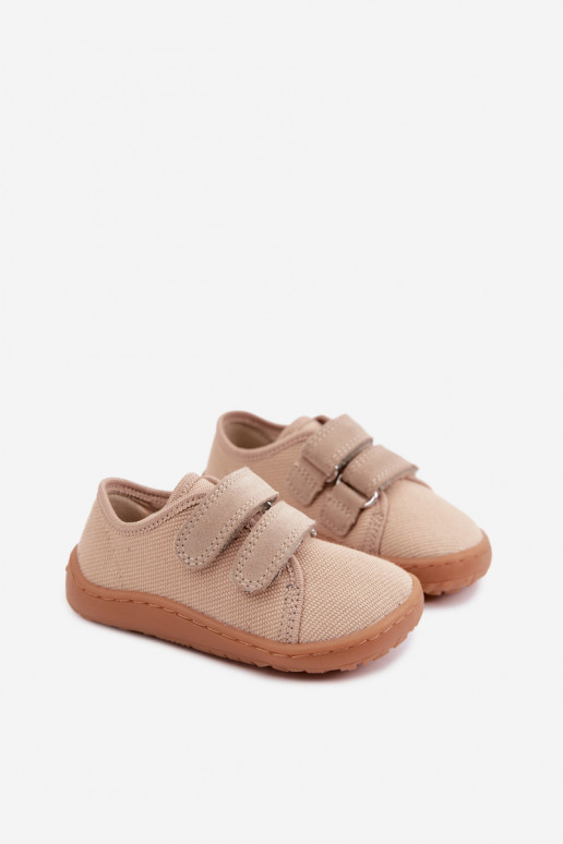 Ciabatte per bambini color sabbia Barefoot Froddo Canvas G1700440-22