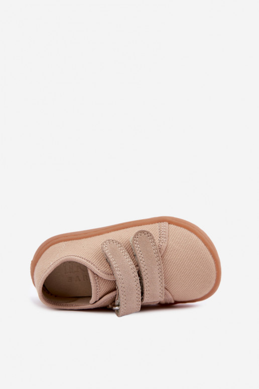 Ciabatte per bambini color sabbia Barefoot Froddo Canvas G1700440-22