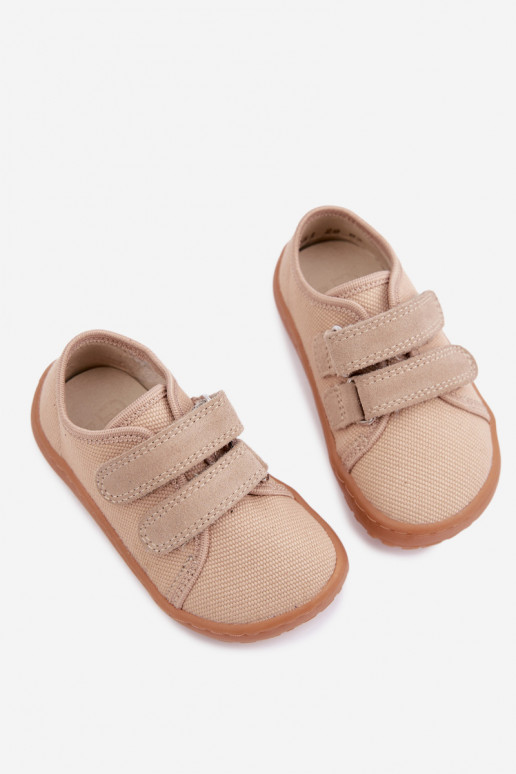 Ciabatte per bambini color sabbia Barefoot Froddo Canvas G1700440-22