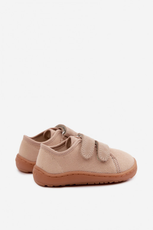 Ciabatte per bambini color sabbia Barefoot Froddo Canvas G1700440-22