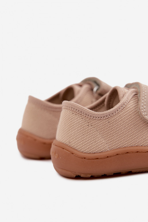 Ciabatte per bambini color sabbia Barefoot Froddo Canvas G1700440-22