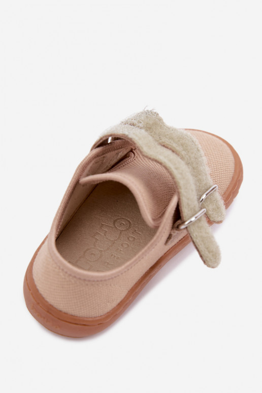 Ciabatte per bambini color sabbia Barefoot Froddo Canvas G1700440-22
