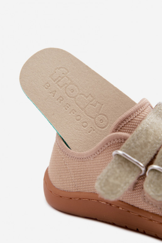 Ciabatte per bambini color sabbia Barefoot Froddo Canvas G1700440-22