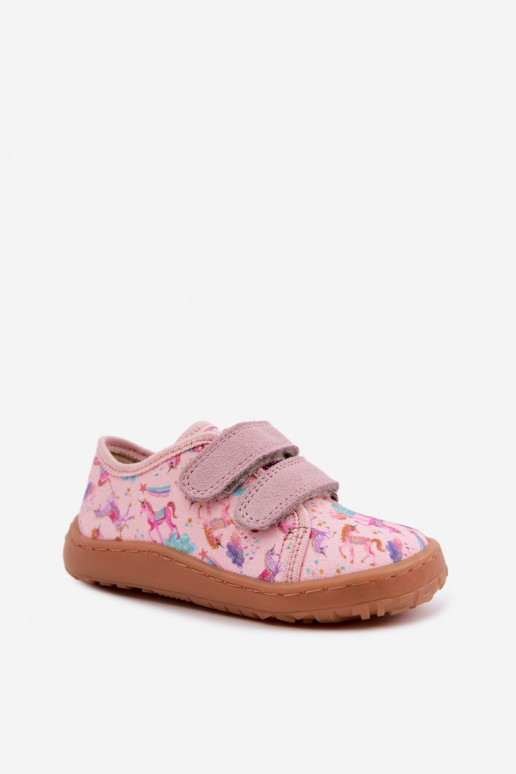 Ciabatte per bambini rosa Barefoot Unicorni Froddo Canvas G1700440-26