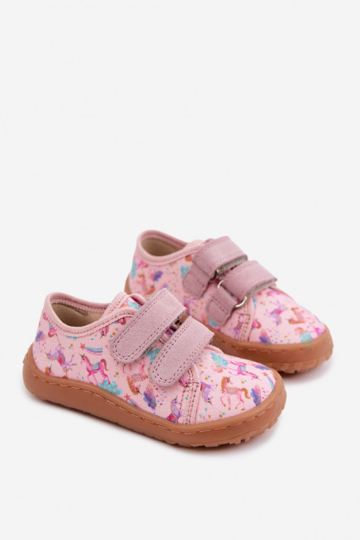 Ciabatte per bambini rosa Barefoot Unicorni Froddo Canvas G1700440-26