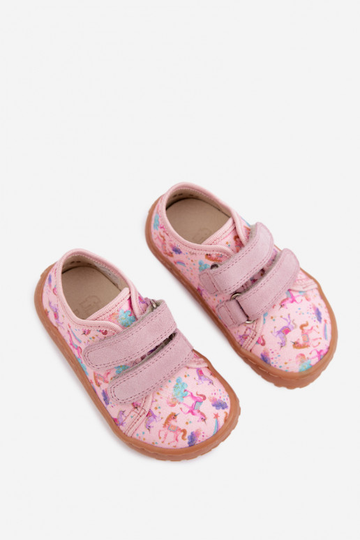 Ciabatte per bambini rosa Barefoot Unicorni Froddo Canvas G1700440-26