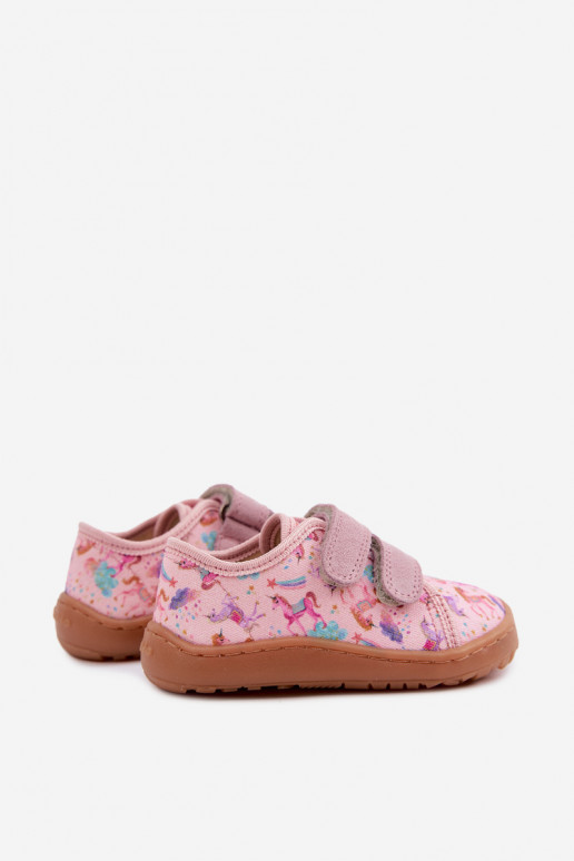 Ciabatte per bambini rosa Barefoot Unicorni Froddo Canvas G1700440-26
