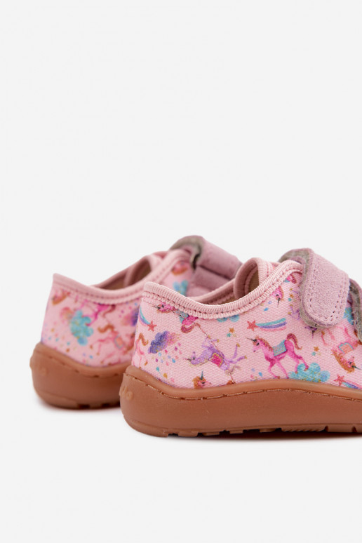 Ciabatte per bambini rosa Barefoot Unicorni Froddo Canvas G1700440-26