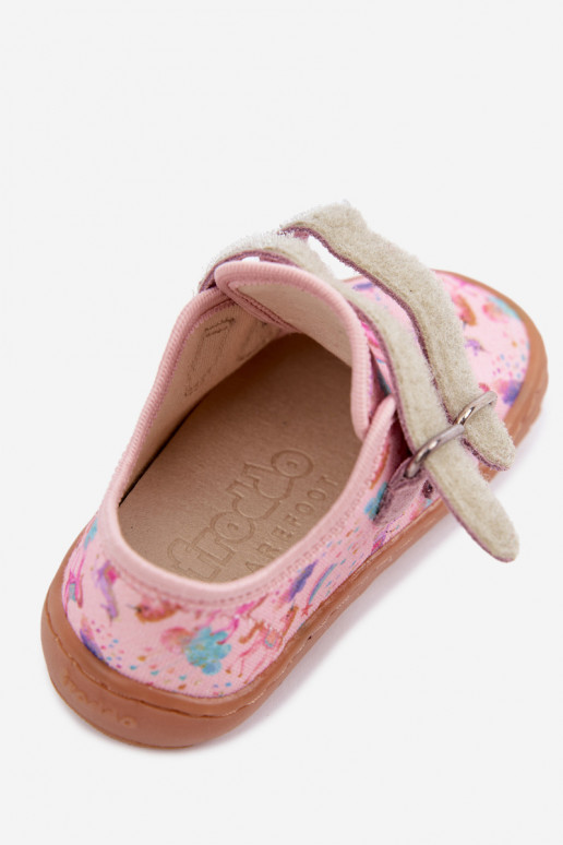 Ciabatte per bambini rosa Barefoot Unicorni Froddo Canvas G1700440-26