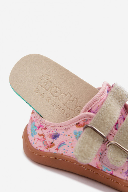 Ciabatte per bambini rosa Barefoot Unicorni Froddo Canvas G1700440-26