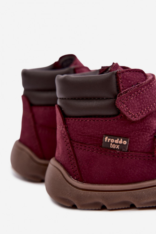 Scarpe in pelle per bambini bordeaux Barefoot Froddo G2110150-9