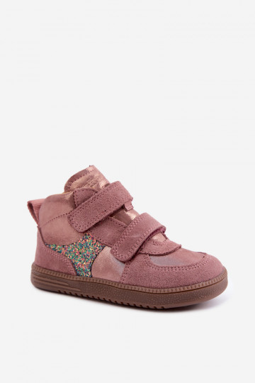 Scarpe in suede per bambini rosa Barefoot con lucentezza Froddo G2110157-5
