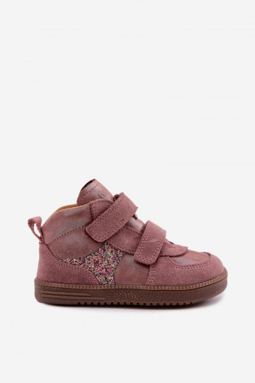 Scarpe in suede per bambini rosa Barefoot con lucentezza Froddo G2110157-5 2