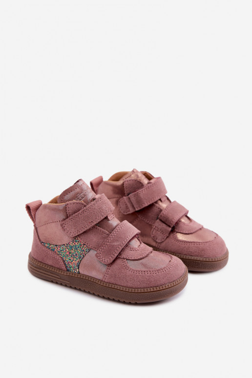 Scarpe in suede per bambini rosa Barefoot con lucentezza Froddo G2110157-5