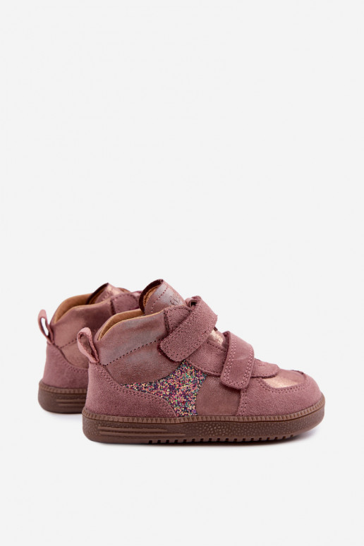 Scarpe in suede per bambini rosa Barefoot con lucentezza Froddo G2110157-5