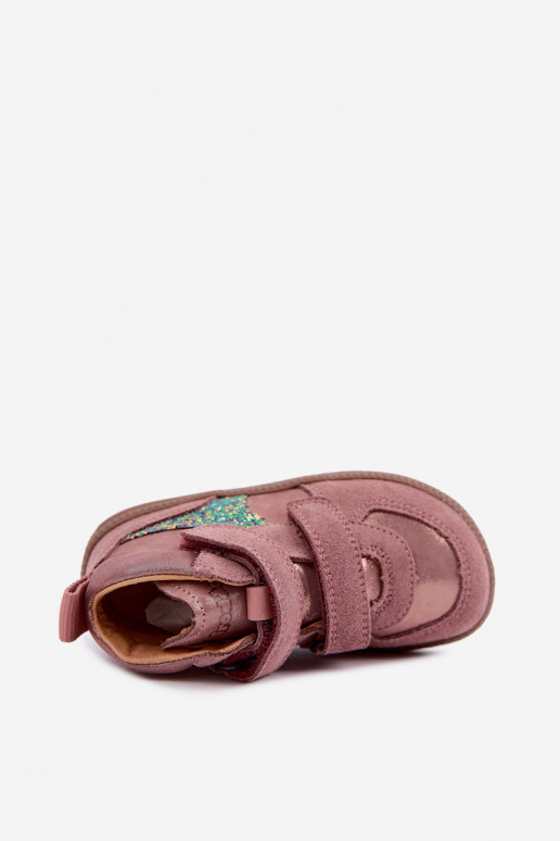 Scarpe in suede per bambini rosa Barefoot con lucentezza Froddo G2110157-5