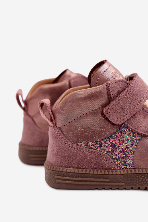 Scarpe in suede per bambini rosa Barefoot con lucentezza Froddo G2110157-5