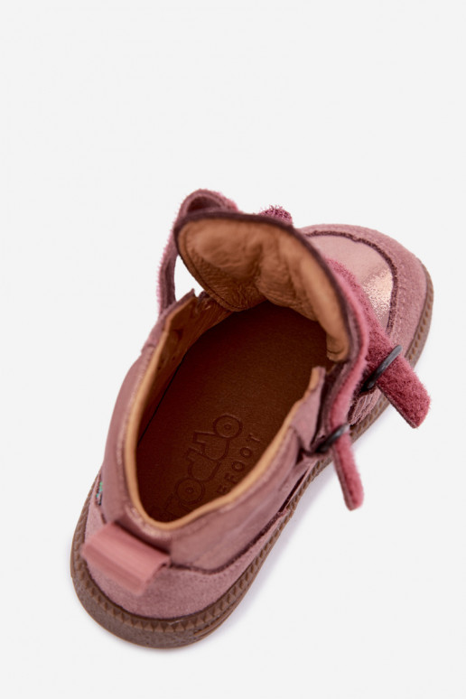 Scarpe in suede per bambini rosa Barefoot con lucentezza Froddo G2110157-5