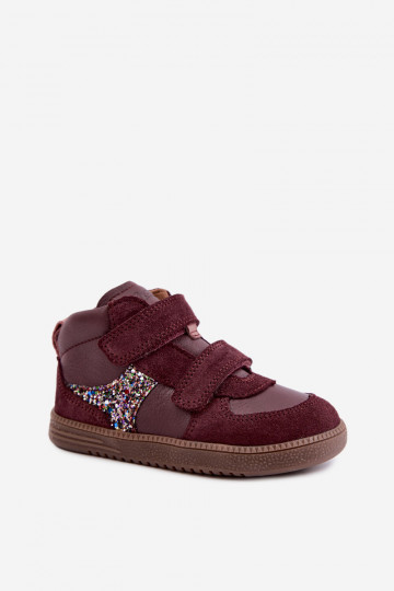 Scarpe in suede per bambini bordeaux Barefoot Froddo G2110157-4