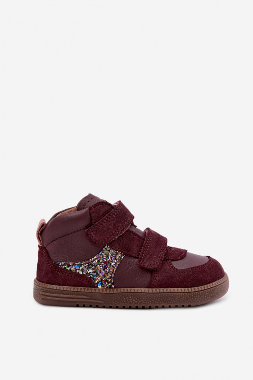 Scarpe in suede per bambini bordeaux Barefoot Froddo G2110157-4