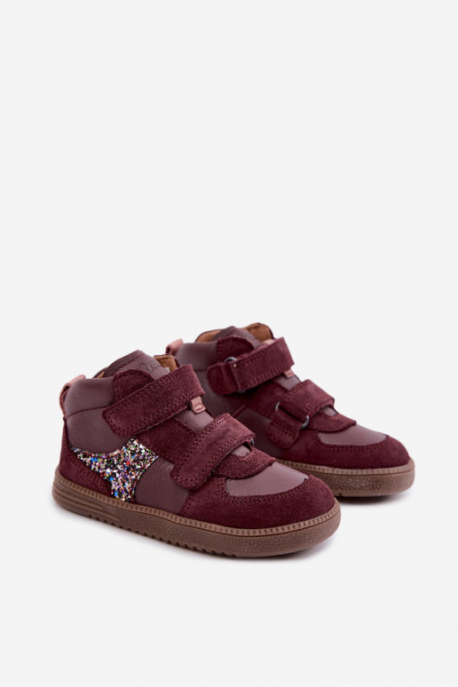 Scarpe in suede per bambini bordeaux Barefoot Froddo G2110157-4